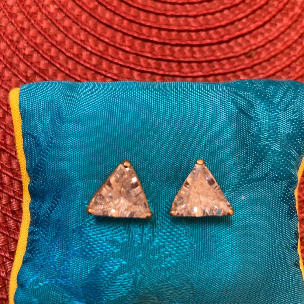 Vintage Triangle Cubic Zirconia Stud Earrings
